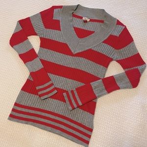 ☎️ Vintage Y2K V Neck Striped Sweater size L